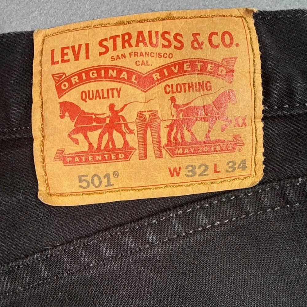 Levi's 501 JEANS MENS 32X34 grunge straight leg skater denim BLACK